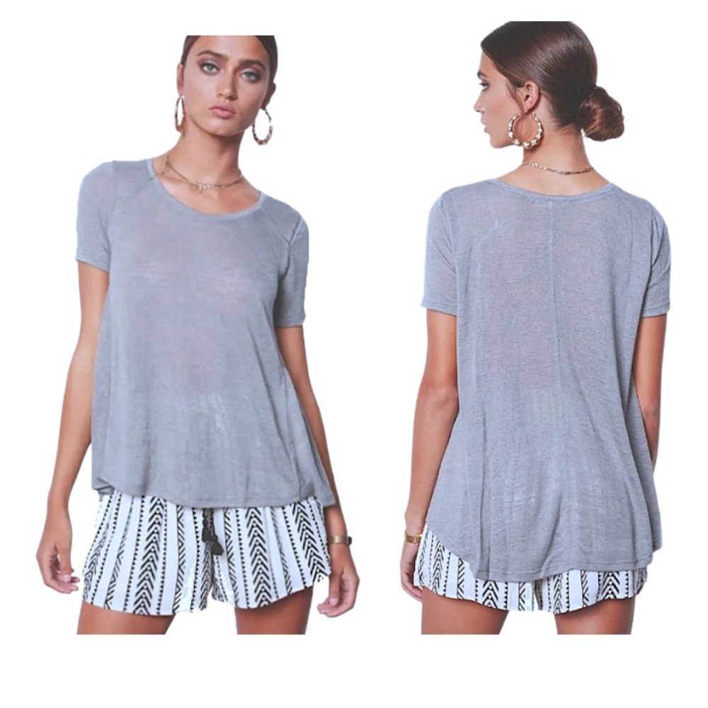 $84 Tart Corneiia Swing Tee Large 10 12 Frost Gray High Low Scoop Breezy NWT